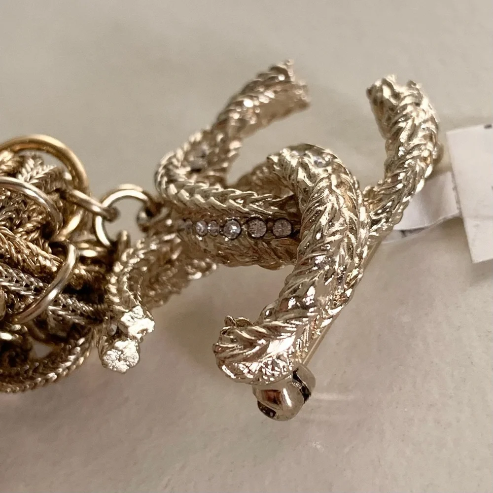 Chanel large tassel brooch in gold with crystals